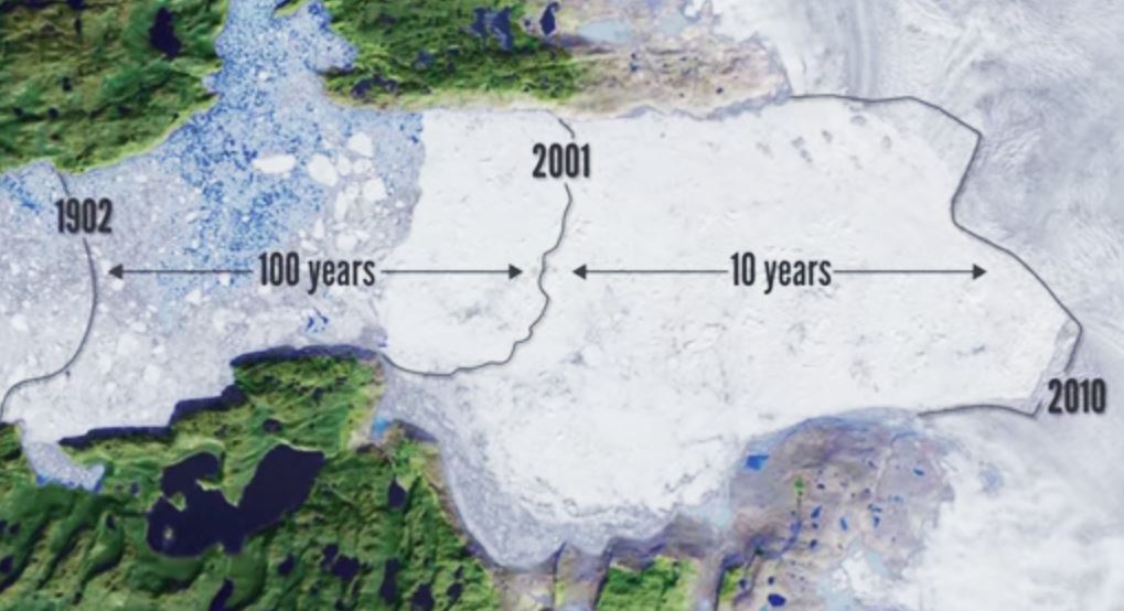 Historique de la fonte d'un glacier au Groenland